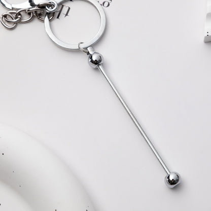 Beadable Keychain Metal Slender Shaft Polished Ball Lobster Clasp 4