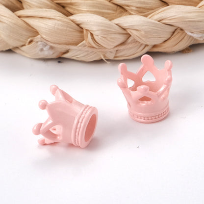 Painted Crown Acrylic Beads 12mm 14mm Hole Vibrant Pastel Colors 100pcs 4