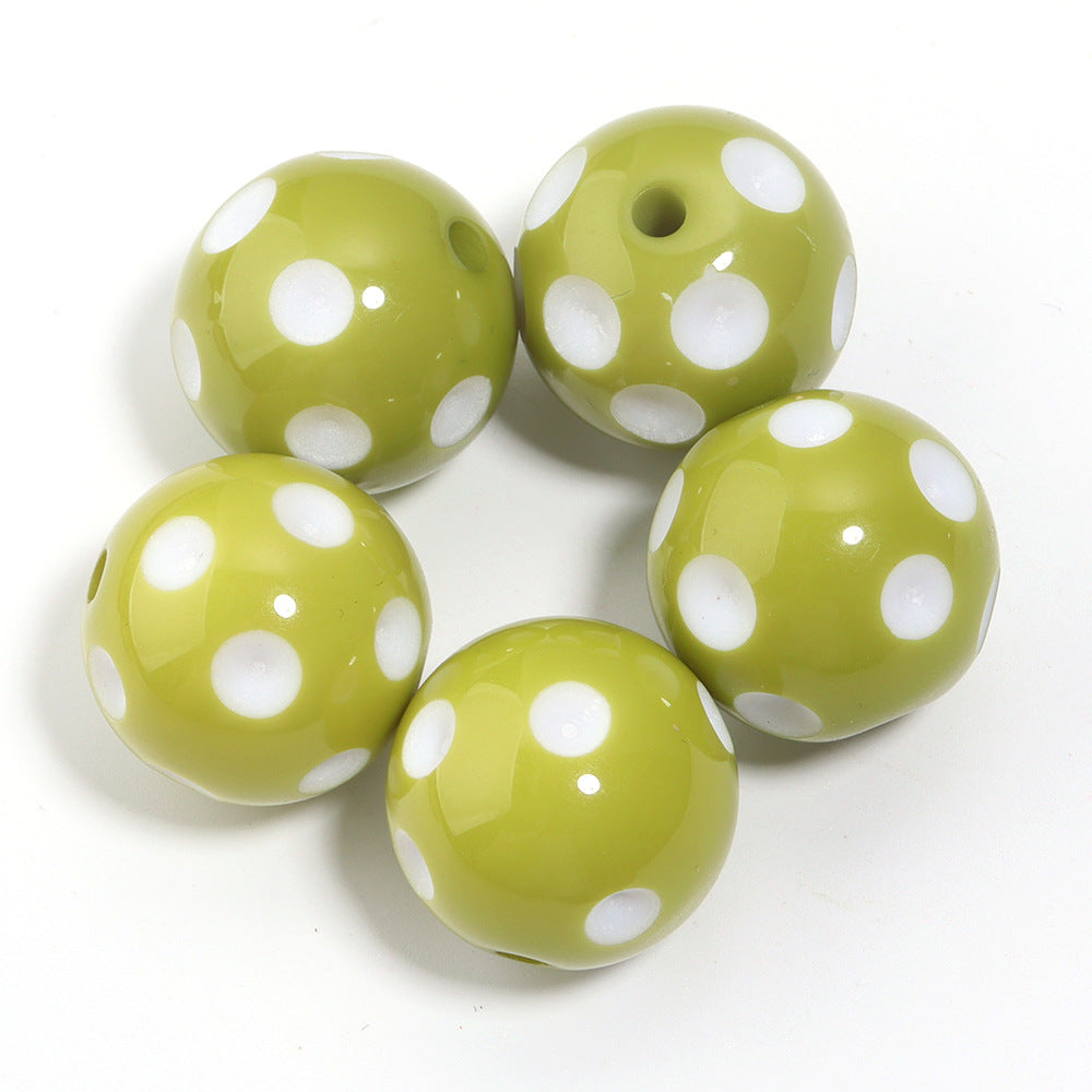 Polka Dot Bubblegum Beads 20mm Colorful Concave Resin Round 10pcs 9
