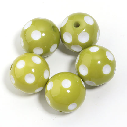 Polka Dot Bubblegum Beads 20mm Colorful Concave Resin Round 10pcs 9