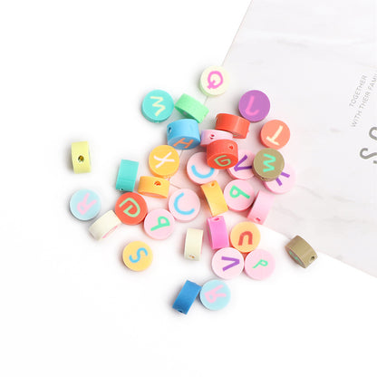 Letter Flat Clay Beads 10mm Colorful Mixed 100pcs 3