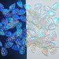 Czech Glass Beads Leaf 18mm Dark Blue Gradient Gold Shimmer 100pcs 16