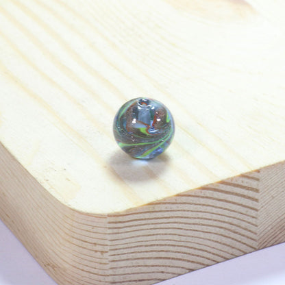 Lampwork Glass Beads Round 12/14mm Transparent Phoenix Tail Gold Foil 5pcs 11