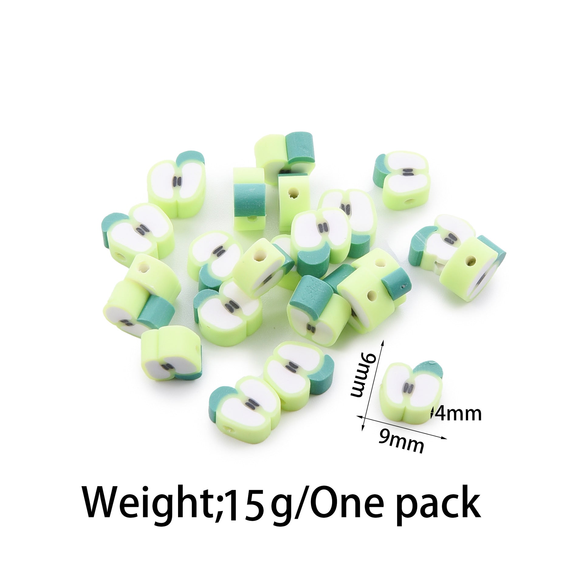 Flat Clay Beads Fruit and Christmas Tree Pattern Polymer 50pcs 15