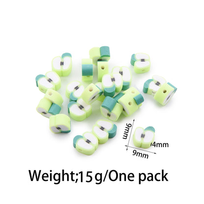 Flat Clay Beads Fruit and Christmas Tree Pattern Polymer 50pcs 15