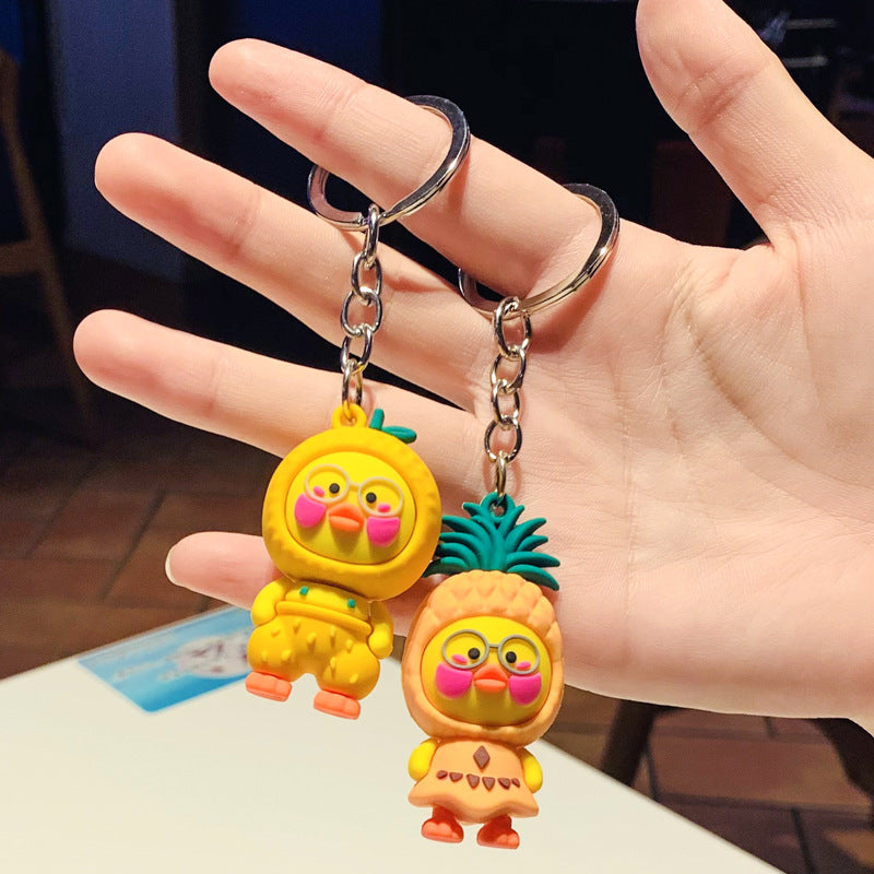 Silicone Fruit Theme Cartoon Duck Keychain Vibrant Colors 3