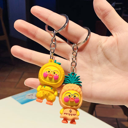 Silicone Fruit Theme Cartoon Duck Keychain Vibrant Colors 3