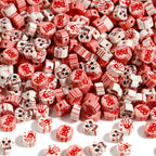 Halloween Flat Clay Beads 6mm Skull Bloody Hands BOO Design 100pcs 4