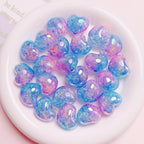 Puffy Crackle Heart Acrylic Beads 22mm Glossy Semi-Transparent 50pcs 3