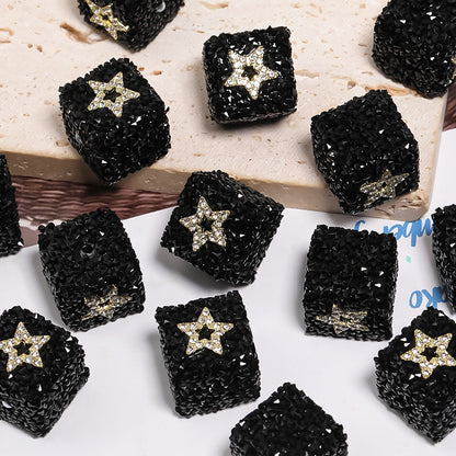 Butterfly Pentagram Cube Rhinestone Beads 22mm Vibrant Metal Embellished 5pcs 12