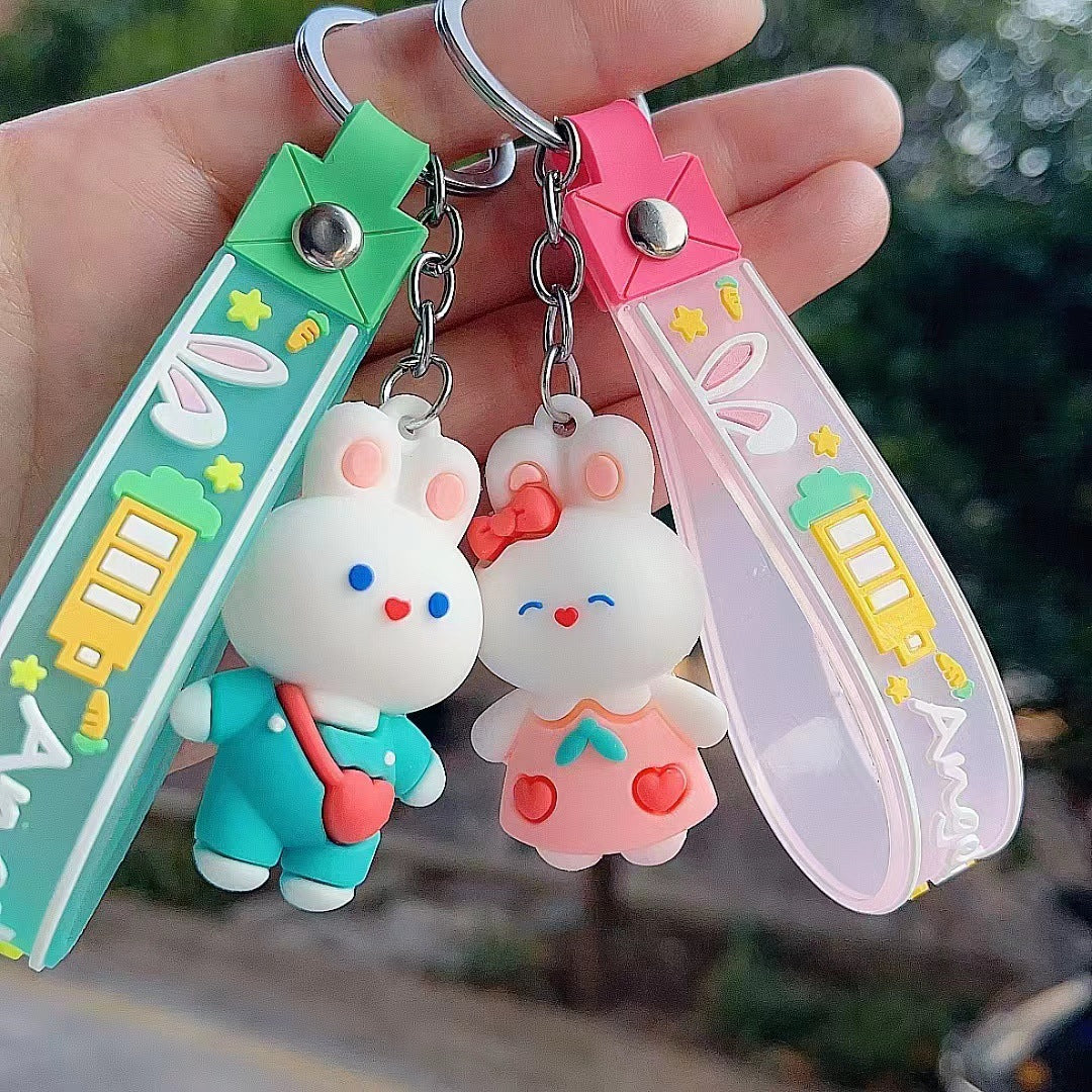 Silicone Rabbit Keychain Cute Pastel Bunny Charm Accessory