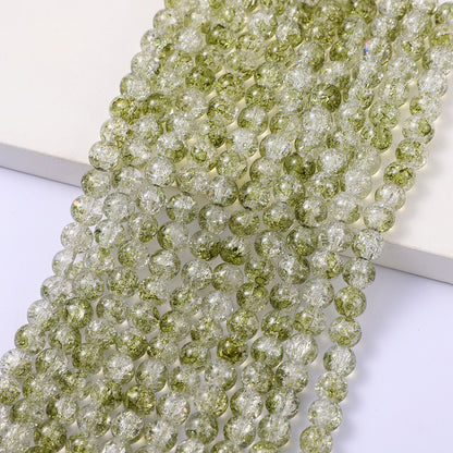 Crackle Round Glass Beads 10mm Mixed Color Dual Tone 5 Strands 6