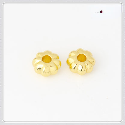 Alloy Flat Pumpkin Spacer Beads 5-7mm Striped Tibetan Style 100pcs 8
