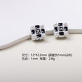 Painted Alloy Metal Beads Black and White Enamel Baking Style 10pcs 6