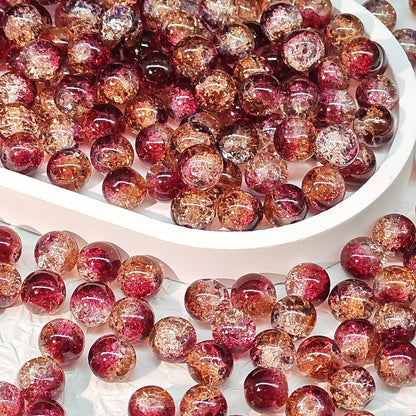 Crackle Round Glass Beads 10mm Bright Multicolor 50pcs 26