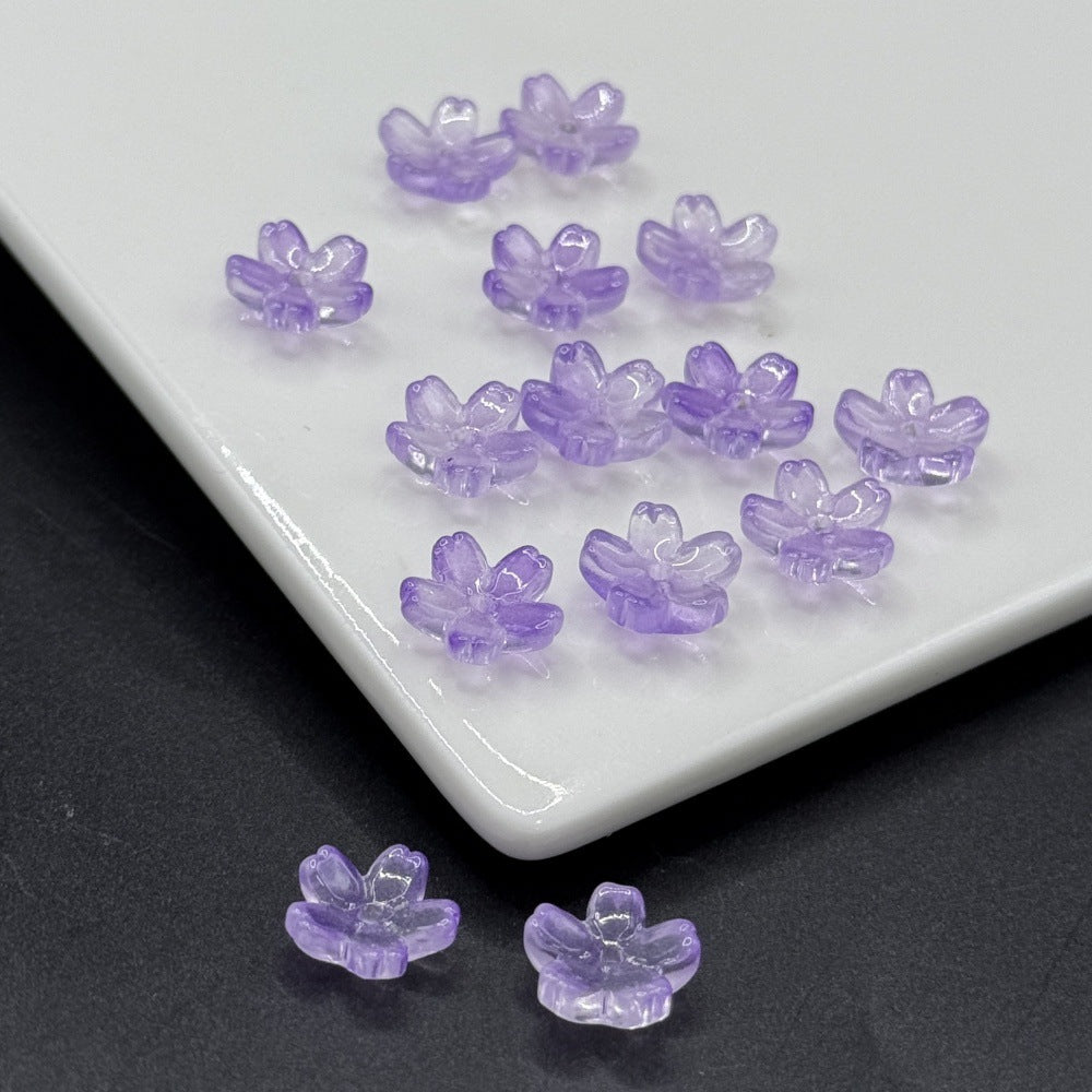 Iridescent Cherry Blossom Glass Beads 10mm Assorted Colors 100pcs 12