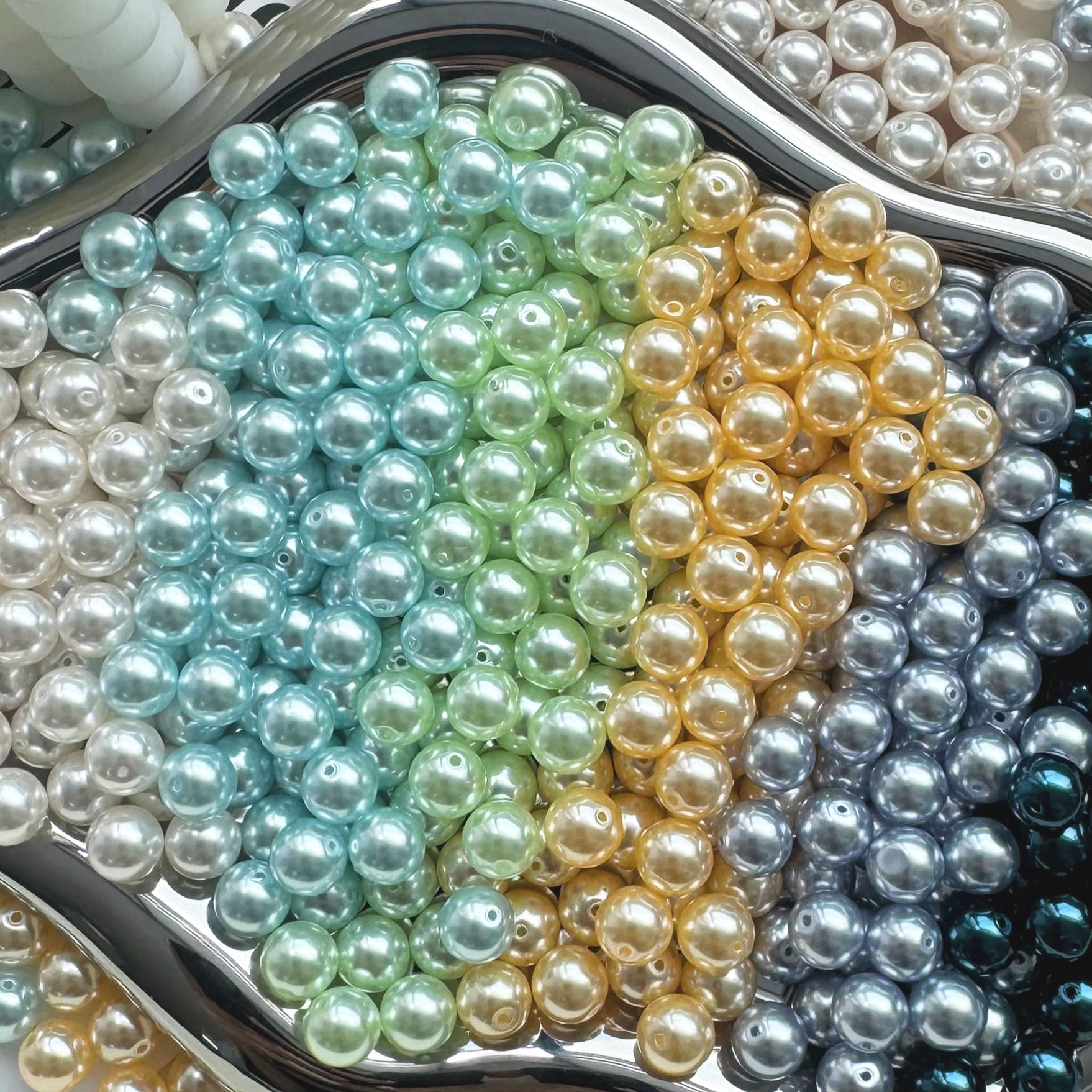 Pearl Glass Beads 8mm Glossy Pastel Smooth Finish 30pcs