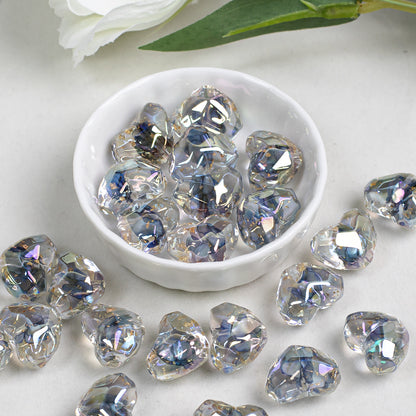 Floral Faceted Heart Acrylic Beads 20mm Resin 5pcs 8