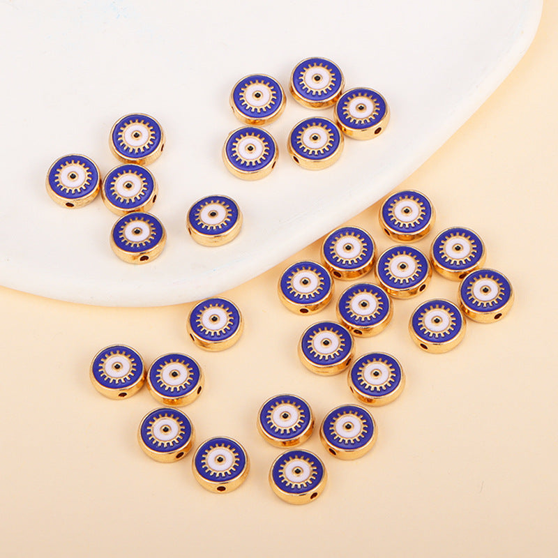 Irregular Shaped Metal Beads Double-Sided Enamel Evil Eye 20pcs 31