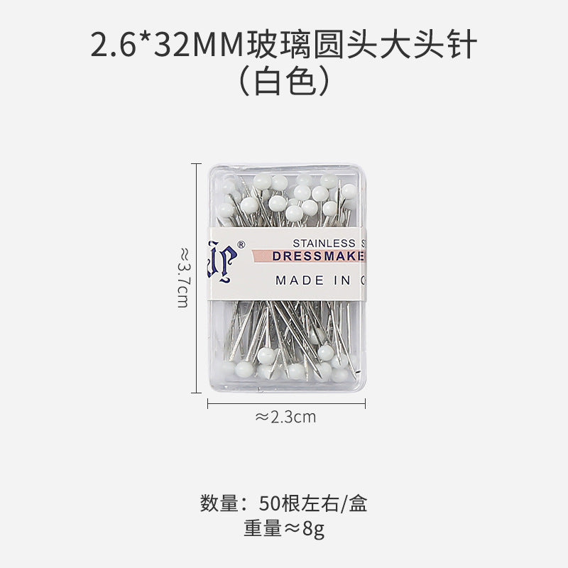 Positioning Sewing Needles Stainless Steel Colorful Glass Heads 6 Boxes 6
