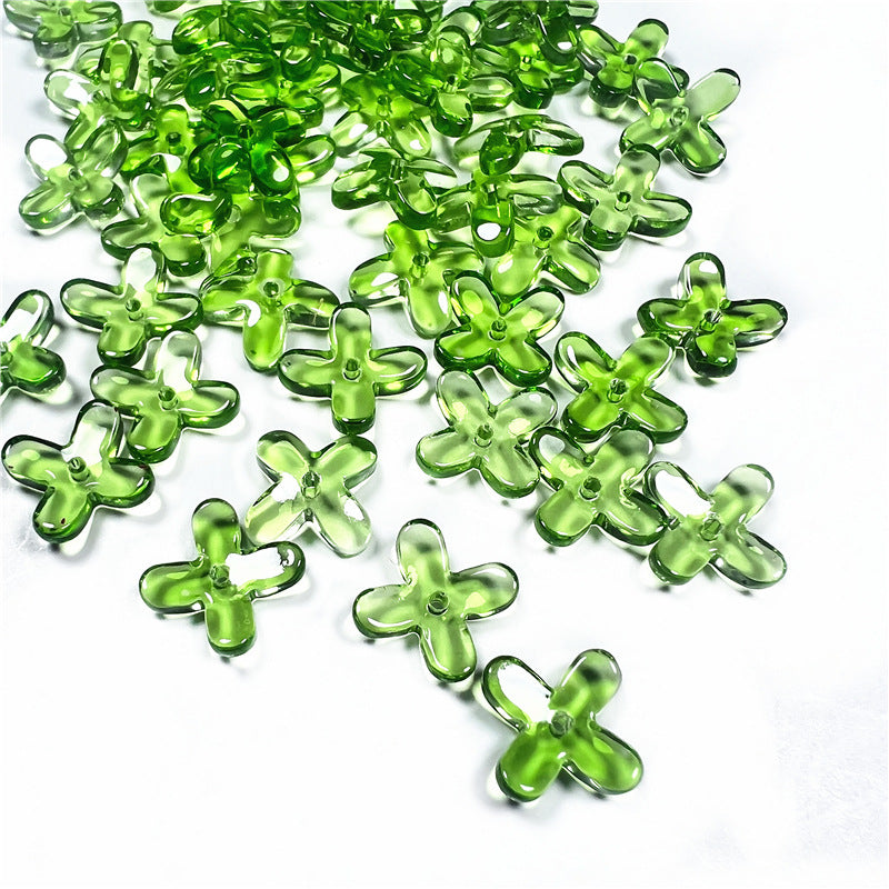 Czech Glass Beads Osmanthus 11.5mm Emerald Green Four-Petal 50pcs 10