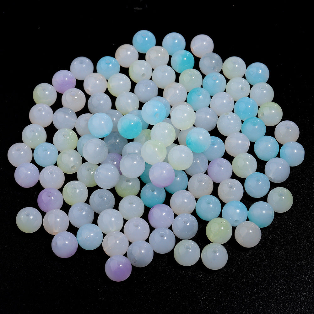 Dual Color Gradient Round Acrylic Beads 8-10mm Imitation Jade 100pcs 6