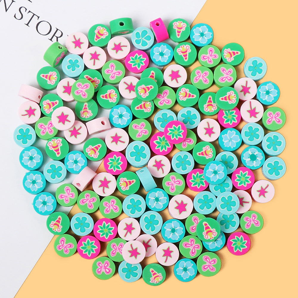 Flower Butterfly Clay Beads 10mm Colorful Polymer 100pcs 6
