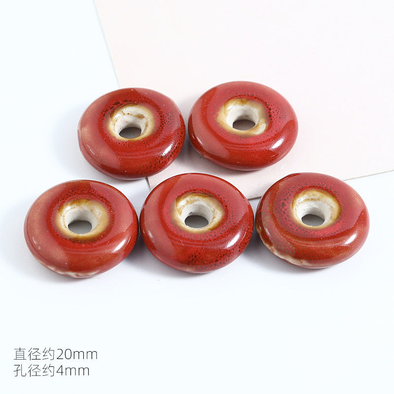 Ceramic Round Spacer Beads 20mm Antique Fambe Glaze 20pcs 6