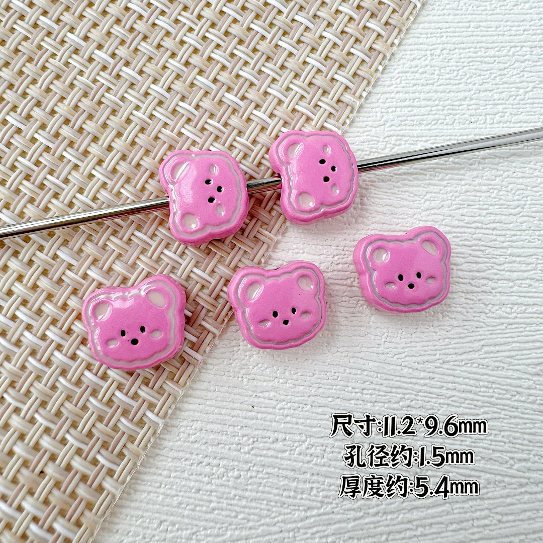 Bear Metal Beads 13mm Glossy Painted Alloy 10pcs 17
