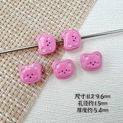 Bear Metal Beads 13mm Glossy Painted Alloy 10pcs 17