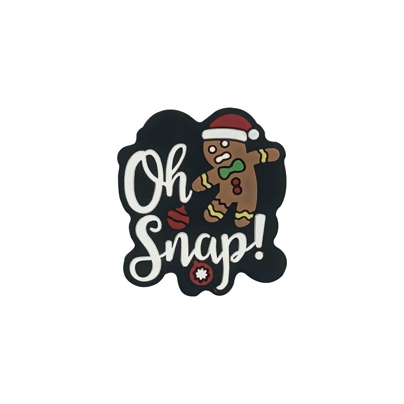Silicone Focal Beads Christmas Snowman Elk Santa Text Print 7