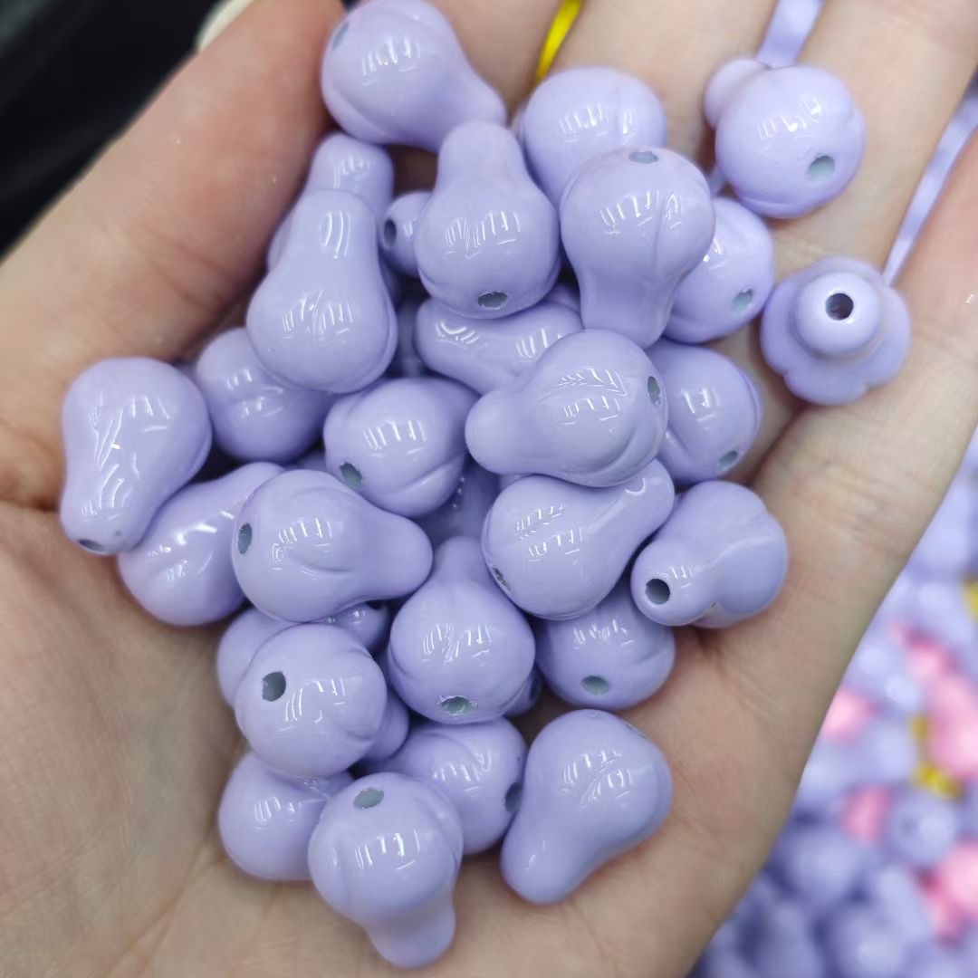 Baking Painted Pear Acrylic Beads 12-16mm Solid Colors 50pcs 10
