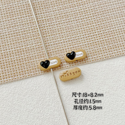 Heart Metal Beads 15-18mm Baking Painted Cherry Blossom Kitten Design 10pcs 23