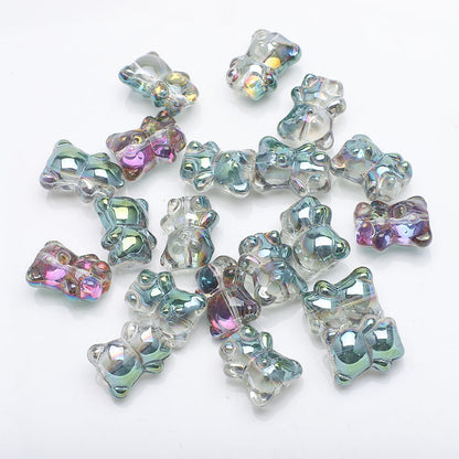 Electroplated Bear Glass Beads 12mm 14mm Mixed Metallic Colors 20pcs 11