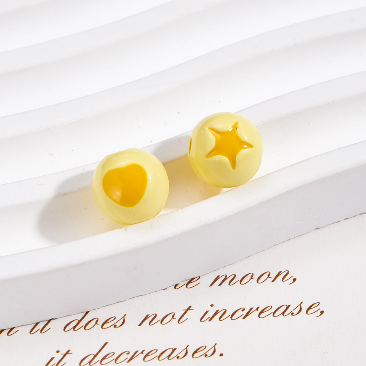 Painted Round Acrylic Beads 10mm Double Sided Heart and Star Pattern 50pcs 8