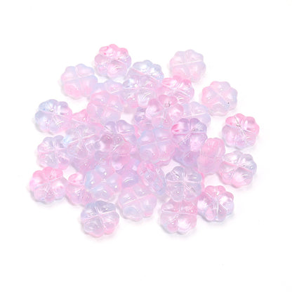 Color Transparent Clover Glass Beads 10mm Assorted Colors 50pcs 15