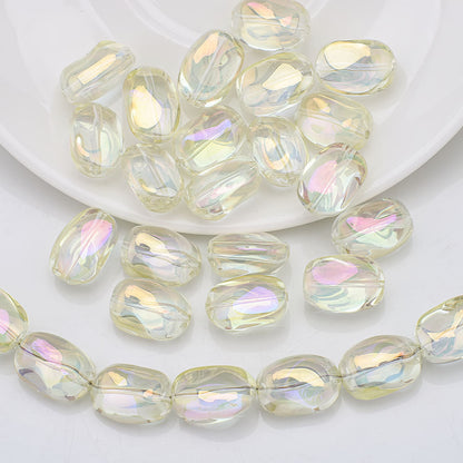 Electroplated Irregular Stone Glass Beads 11x15mm Multicolor 40pcs 19