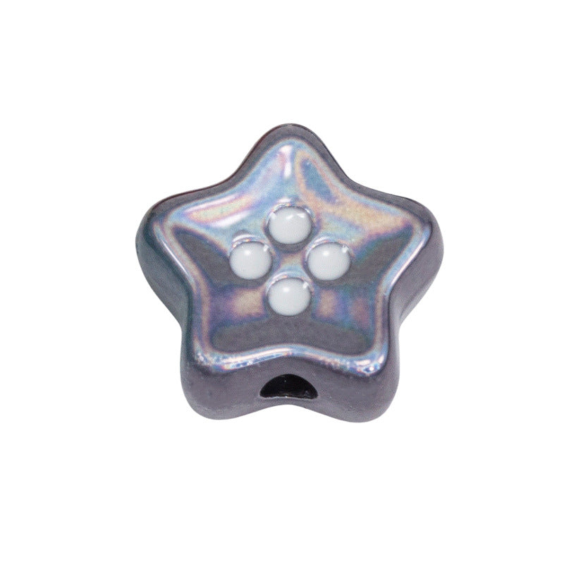 Plating Star and Heart Button Acrylic Beads 11mm Assorted Colors 50pcs 19