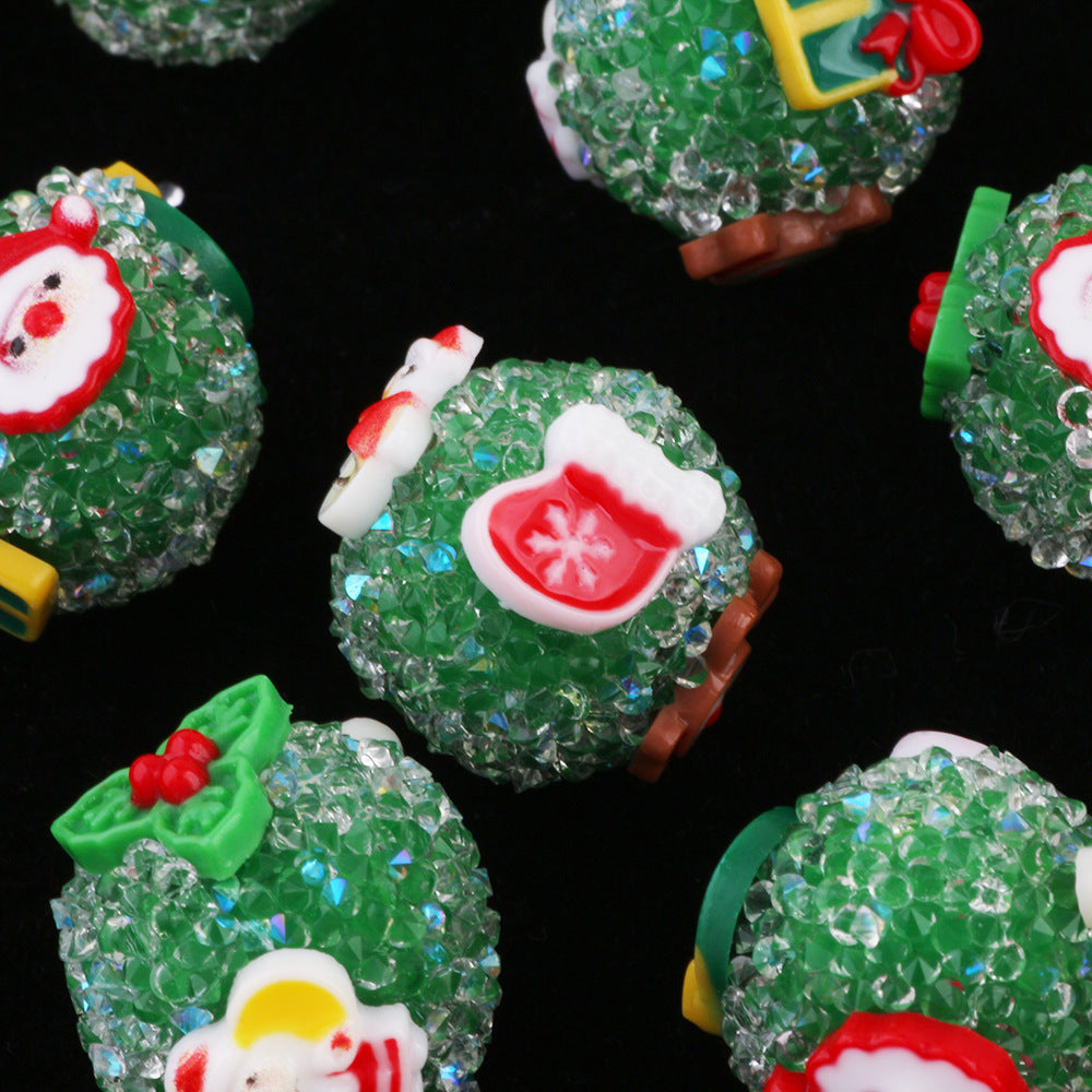 Christmas Series Resin Sugar Beads 17mm Festive Cube and Round 2pcs 7