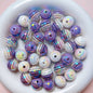 UV Plating Colorful Lollipop Striped Resin Beads 16mm 10pcs 11