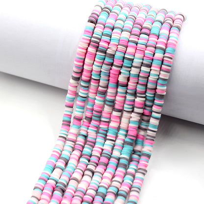 Flat Clay Beads 6mm Colorful Polymer Spacer Disc 10strands 29