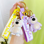 Acrylic Cartoon Bear Keychain Electroplated Finish Cute Charm