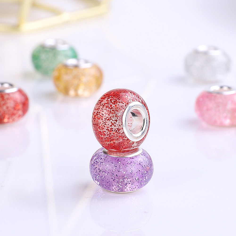 Resin Spacer Beads 14mm Transparent Glitter Powder 100pcs 5