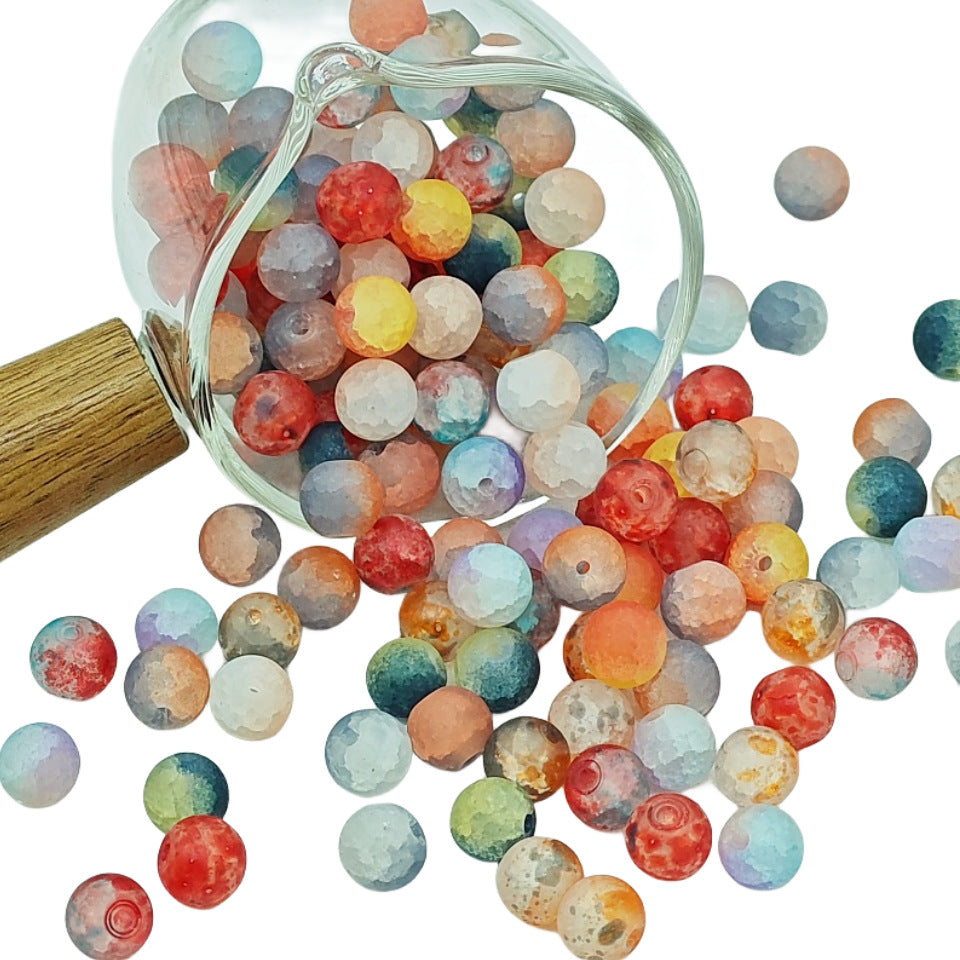 Frosted Round Glass Beads 10mm Matte Mixed Colors 50pcs 4