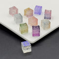 Carving Square Glass Beads 14mm Transparent Pastel Mixed 100pcs