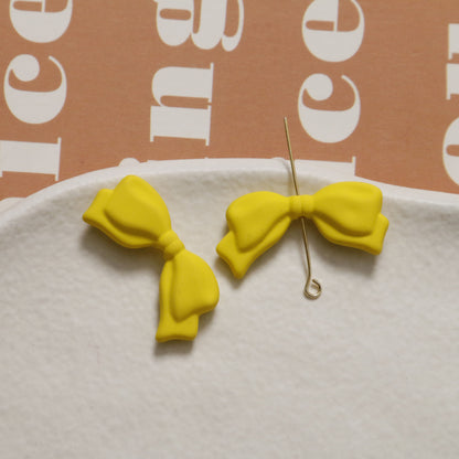 Rubberized Spray Painted Sweet Bow Acrylic Beads 13x29mm 2pcs 7