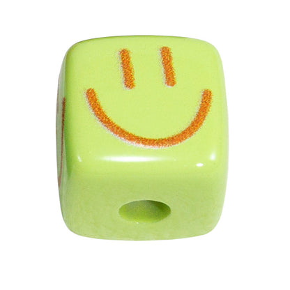 Colorful Smiling Face Acrylic Square Beads 14mm 10pcs 8