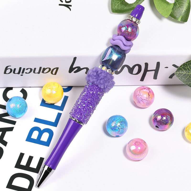 Spray Painted Round Acrylic Beads 16mm UV Plating Crack 50pcs 2
