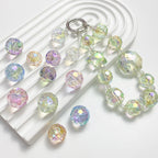 Transparent Football Faceted Acrylic Beads 14-16mm UV Plating 50pcs 4