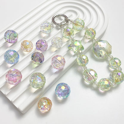 Transparent Football Faceted Acrylic Beads 14-16mm UV Plating 50pcs 4